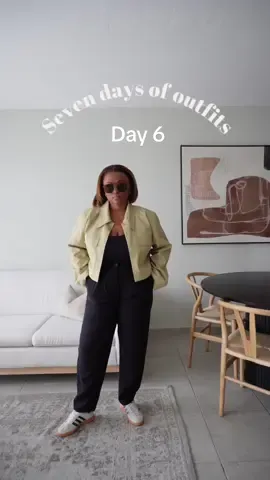 Day 6 of seven days of outfits using clothes already in my closet  Let’s go run some errands in this fit.  Easy fit ✔️ Cute crop jacket ✔️ Comfy shoes ✔️  Fit details:  Top @hm  Crop Jacket @hm  Pants @superbalist  Sneakers @adidasza  Watch @fossil  Sunnies random shop #OOTD #outfitinspo #styletip #midsizegirl #midsizefashion #outfitideas #simpleoutfits #7daysoutfitchallenge #adidas #adidasoriginals 