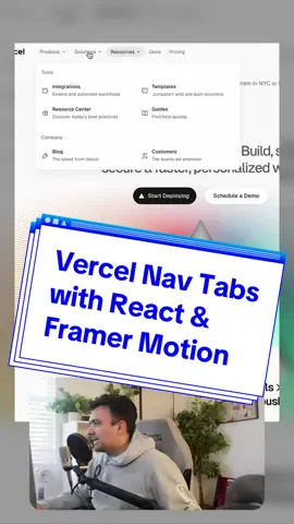 Vercel Nav Tabs with React and Framer Motion #coding #programming #webdeveloper #techtok #javascript #framermotion 