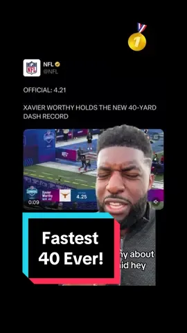 FASTEST 40 EVER! #nflcombine #xavierworthy #nfl #bengals #newrecord 