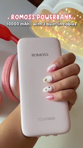 ROMOSS POWERBANK - 15 watts and 10000 mAh with 3 built-in cables (for android, type c, and iphone). #powerbank #romosspowerbank #10000mah #builtincablepowerbank #fyp #fypシ 