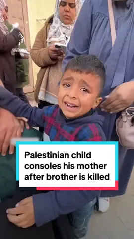 This distressed Palestinian child asked his mother to stop crying after his older brother was killed in an Israeli attack on Gaza. #news #fyp #newsattiktok 