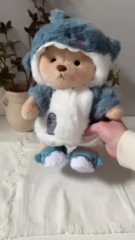 @getahug sent me the cutest bear and it has a shark outfit!! 🦈 #gifted  #bear #stuffedanimals #getahugco #unboxing #asmr #unboxingtoys