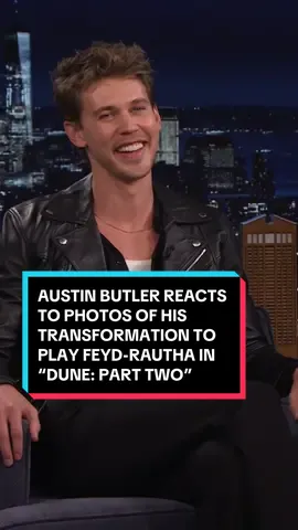 Austin Butler reacts to photos of his transformation to play Feyd-Rautha in @DuneMovie! #FallonTonight #TonightShow #AustinButler #Dune #DunePartTwo #FeydRautha 