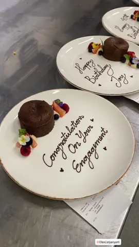 Birthday plate writting. @Gunners Barracks  #chocolatewriting #birthdayplate #pastry 