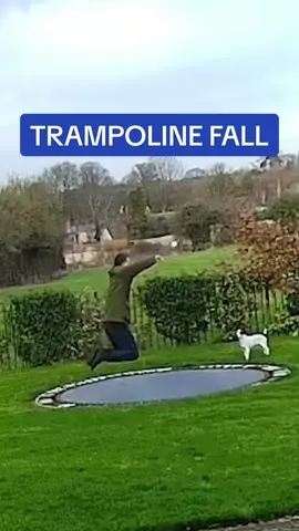 This man got quite the surprise as he jumped on his trampoline… and ended up in a pool of dirty water 😭 #trampoline #fail #fall #surprise #funny #buckingham 