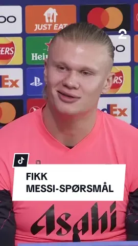 Haaland trakk på smilebåndet av Messi-spørsmål😅 #haaland #erlinghaaland #mancity #messi #fck #ucl 