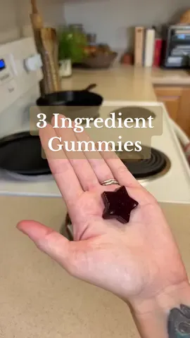 Tart Cherry Gummies! These were SO good. We took them out after only 20 minutes because we couldn’t wait to eat them so they’re a little sticky still. They will firm up more in the fridge and keep up to a month! I want to try a coconut milk layer next time 😍 -1/3 C juice -2 Tbsp honey or maple syrup -1 Tbsp beef gelatin or 1 packet of unflavored gelatin Whisk juice and honey in a saucepan and set heat to medium/low. Mix 1Tbsp water with the gelatin to form a gummy paste. Add the gelatin paste to the saucepan and whisk to dissolve. Bring mixture to a soft boil. Quickly add to molds and refrigerate for 2 hours to set. *you can use any juice except pineapple. The bromelain enzyme won’t allow for the gummies to set up but you can try mixing pineapple with another juice, like mango! *add veggie juice for extra nutrition! *for a larger batch, I use 1C juice, 1/2C gelatin and 2 Tbsp honey and I add the gelatin right to the juice. Making a paste is easier when making a small batch. #tartcherryjuice #gummies #homemadegummies #gelatin #cherryjuice #sleepgummies #kidsgummies #momtok #MomsofTikTok #toddlertok #homemade #DIY #fruitsnacks #easysnack #EasyRecipe #fyp  3 Ingredient Gummies. Homemade Gummies. Tart cherry gummies for sleep. How to make gummies. 