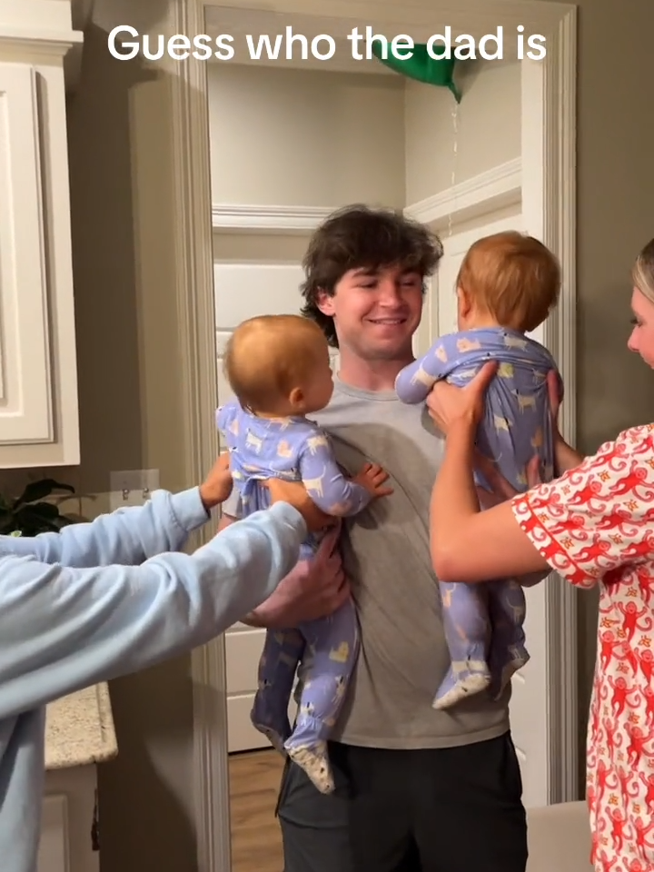Twins get passed around to a group of guys to get people to guess who the dad is #BVIRAL @kenziekeller14