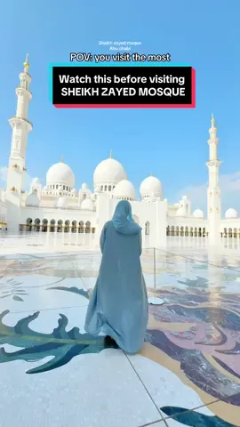 📌things you need to know before visiting Sheikh Zayed mosque in Abu Dhabi🕌 🚨SAVE THIS FOR FUTURE OR SEND THIS TO YOUR FAMILY & FRIENDS🚨 🕌The entrance is free for ALL. However, you need to book your slot in advance via their website. 🕌The mosque is open to visitors daily from 9 am - 10 pm except on Friday it is closed between 12 pm - 3 pm for Friday prayers. 🕌There is a strict dress code so if you’re not dress appropriately, they will deny your entry. For more information about their dress code, visit their website. There are plenty of shops in the mosque mall to purchase clothes from. 🕌BEST TIME TO VISIT: Early in the morning around 9 am to avoid crowds.  ✨PRO TIP: the sunset time is beautiful. You can see the mosque in daylight and you can also see the mosque light up in the night! 😉  #abudhabi #sheikhzayedgrandmosque #sheikhzayed #mosque #modestfashion #abaya #dubai #uae #muslimtravel #Ramadan #eid #abayafashion 
