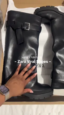 Zara Unboxing Haul  #fyp #foryou #virl #zarahaul  Product  - KNEE-HIGH GAITER BOOTS WITH BUCKLE Black | 3830/210
