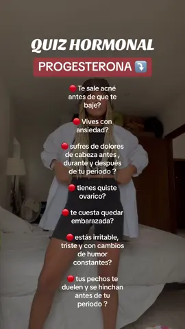 Hagamos un juego: A cuantas dijiste  SI? 👀 Si contestaste que si a 3 o más significa que tus niveles de progesteronas están off Te voy a dar detalles: La progesterona se encarga de preparar el utero para la implantación ( eventual ) del ovulo fertilizado para favorecer el embarazo. Pero también nos ayuda a tener una buena salud uterina y regular el ciclo mestrual. Así como es crucial para no tener un desequilibrio hormonal que afecten nuestra salud , metabolismo y mente. POR QUÉ DISMINUYE?  Las razones pueden variar de mujer a mujer, pero hay algunas muy comunes: 🤯Altos niveles de estrés ( ya que el cuerpo utiliza progesterona  cuando necesita más gasolina para grnerar más cortisol)  💊Uso prolongado de anticonceptivos 🍟Alimentación inflamatoria ⏩️ edad Y AHORA QUÉ ?  Vamos a aprender a trabajar el problema desde la raíz: empezando por la forma de alimentarnos. Para eso te invito al siguiente RETO 30 DÍAS PARA EQUILIBRAR TUS HORMONAS que empieza el 11 de marzo. COMENTA “ hormonas “ SIGUEME y te enviaré más detalles o ve al link de mi perfil si quieres obtener un descuento exclusivo y no quieres esperar más !  #saludhormonal #progesteronabaja #metabolismo #sop #sindromepremenstrual #hormonas 