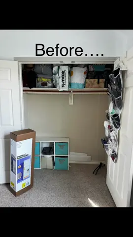 Redoing my boy closet… #targetbookcasecloset #closetorganization #DIY #organizedhome #smallcloset 