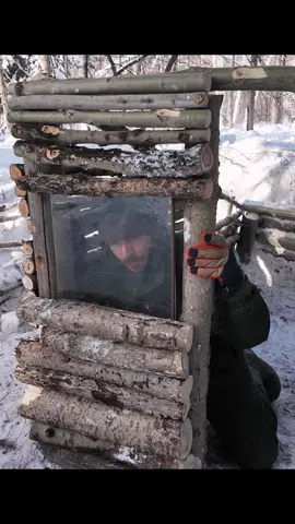 Part 1 | He builds small survival shelter in the snow ❄️ #bushcraft #fyp #building #shelter 