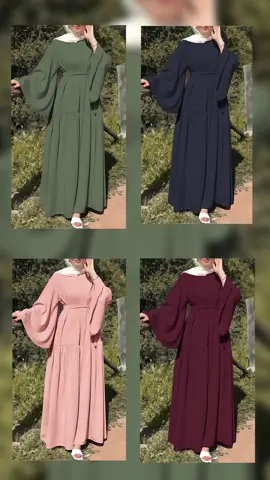 Trumpet Sleeves With Belt kuwait Abaya Long Maxi Crew Neck Muslim Dress New Arrival Islamic Clothing #tiktok #trendingclothes #fashion #fashionwoman #stylishclothes #unitedarabemirates🇦🇪 #abudhabi #dubai 
