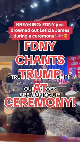 BREAKING: The FDNY just drowned out Leticia James during a ceremony! THEY YELLED TRUMP TRUMP TRUMP! THANK YOU! #americafirst617 #fyp #trump #genz #presidenttrump #fdny #nypd #newyork #newyorkcity #leticiajames #donaldtrump #firefighter #firefightertiktok 