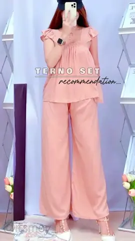 Challis Casual Ruffles Square Neck top | Wide leg pants Terno Set for women 😍 #squarenecktop #ternoset #ternooutfit #budolfindsph #OOTD #fyppppppppppppppppppppppp 