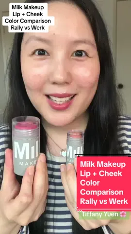 Let’s compare @milkmakeup Lip + Cheek in the color Rally vs the color Werk! Also- these are both full sizes, they were just considered full size at different times! & the 0.21 oz version was part of the  @sephora Beauty Insider gift in 2020! Which shade do you like better? Let me know! 🥰 #milkmakeuprally #milkmakeupwerk #makeupcompareandcontrast #milkmakeupbigblushstick #funwithmakeup2024 #maximalists #makeuploversunite❤️ #makeupmakesmehappy💄💋 #tifftoks #creamblushcollection #makeupcollectors 