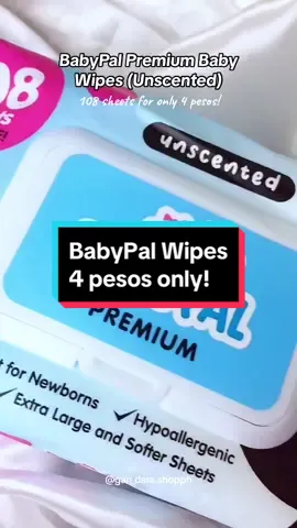 4pesos only for 108 sheets of BabyPal Premium Baby Wipes? grabe sulit na sulit ka dito. 😍 #babypal #babypalbabywipes #108sheetsbabywipes #babywipes #babypalpremiumbabywipes 
