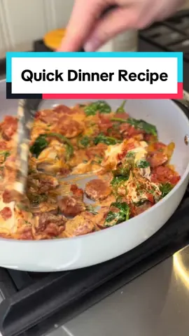 If you need a quick dinner to make after work, this only takes 15 minutes and dirties one skillert! #dinner #Recipe #quickdinner #onepotdinner #dinnerrecipe #Recipe #familydinner #cookware #skillet #FriendsofCaraway
