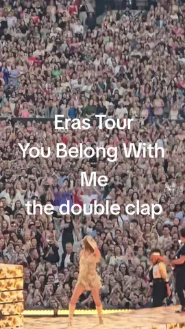 During Eras Tour 'You Belong With Me,' everybody was doing their own thing then suddenly all clapped twice in perfect sync! How?? Melbourne N1 #youbelongwithmetaylorswift  #taylorswift #erastourmelbourne #youbelongwithme #swiftie #fyp update - purple dress girl found this! see her night at @lux #2🤫 