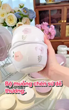 Bộ muỗng chén sứ cute an toàn cho thực phẩm. #chensudecor #muongsuchobe #bomuongchobe #dosucaocap #giadungdaily #xuhuong 