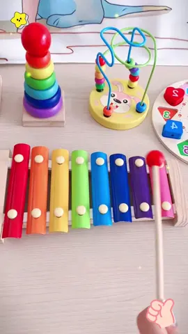 TAlYO Mainan Anak Basic Kayu EdukasiSensory Montessori Mini Round Beads JamPuzzle 3D Shape Geometri Xylophone KadoToyS