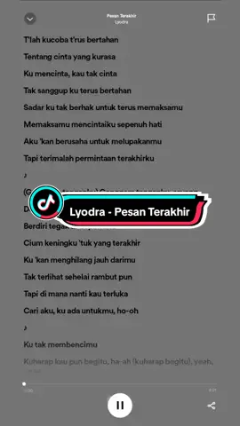 Lyodra - Pesan Terakhir #lyodra #pesanterakhirlyodra #spotify #lirik #musik #fyp