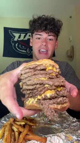 Five Guys Burger Mukbang w/ 10 PATTIES #fiveguysburger #cajunfries #fiveguys #10pattieburger #mukbang #fyp #asmr 
