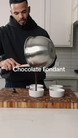 i don't always eat sweets but I had to make one for myself this time around & I couldn't find my cake rings which I think would have cooked these better but this recipe is taken from cedric grolet. Definitely amazing and super simple!  Chocolate Fondant 4 1/4 ounces (120 g) Guanaja chocolate ½ cup (1 stick/110 g) unsalted butter ½ cup packed (120g) light brown sugar 3½ large (180 g) eggs (3/4 cup) ½ cup (40 g) all-purpose flour 2½ teaspoons (6 g) unsweetened cocoa powder 2 teaspoons (10 g) whole milk Melt the Guanaja chocolate with the butter in a bain-marie. Add the brown sugar, then the eggs, flour, and cocoa powder (sifted), and finally the milk. Line 2¼-inch (5.5-cm)-diameter cake rings with parchment paper, fill them with the batter, and freeze for 30 minutes. Preheat the oven to 395°F (200°C). Bake the fondants in the oven for about 6 minutes. #Recipe #chef #cheflife #chefstable #cooking #Foodie #food #recipes #cookingforwife #chefhusband #dessert