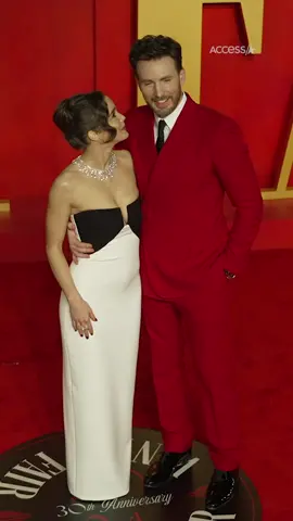 #ChrisEvans and #AlbaBaptista have a sweet date night at the Vanity Fair #Oscars party 🥹 #awardseason
