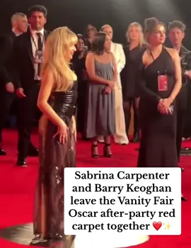 Sabrina Carpenter and Barry Keoghan leave the Vanity Fair after-party red carpet together after Sunday night’s Oscars ✨❤️ #Oscars2024 
