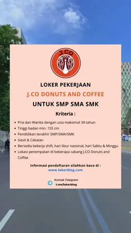 Loker Terbaru JCO Donuts and Coffee #loker #lowongankerja #jco #updateloker #infoloker #lokerterbaru #infolowongankerja #fyp 