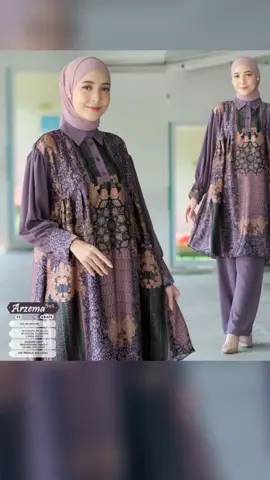 Arzema One Set Wanita Muslim Lebaran Ramadhan Silk Mix Airflow Motif Batik Kombinasi Polos Beli Lokal