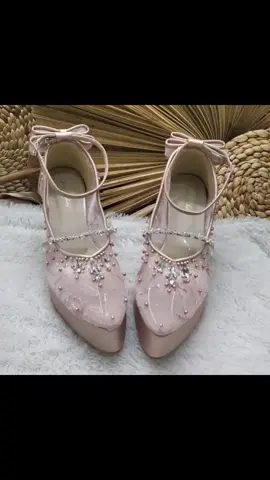 sepatu wedding wanita anggita rosegold 10cm hak tahu Heels Shoes Putih Pesta