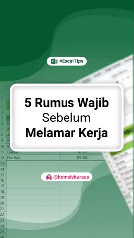 5 Rumus Excel yang Wajib Kamu Ketahui sebelum Melamar Kerja. #exceltips #microsoftexcel #microsoftoffice #excell #tipsexcelindonesia 