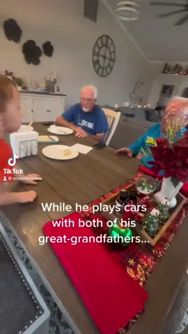 Four generations set at our dinner table often. This video is our youngest and oldest. I hope “little man” will always remember these days… I know i will 🥰 #memories #memoriesbringback #family #familia #grandparents #greatgrandpa #grandpa #grandfather #Love #closefamily #greatgrandson #grandson #fyp #foryou #foryoupage #ducktail #oldcars #cars #boys 