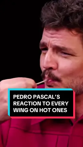 Pedro pascal’s reaction to every wing on hot ones 🔥