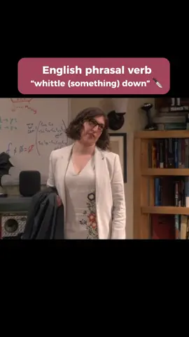 English phrasal verb - “whittle (something) down” 🔪 If you whittle something down, you are reducing the size or number of something.  For example - “Can you help me whittle down this list of potential gifts for my sister?” #aprenderingles #english #learnenglish #inglés  #britishenglish #idioms #englishphrases #ingles #英語の勉強 ‎#الإنجليزية #slang #ingilizceögreniyorum #idioms #phrasalverbs #vocabulary  #английский #ielts #toefl #esl