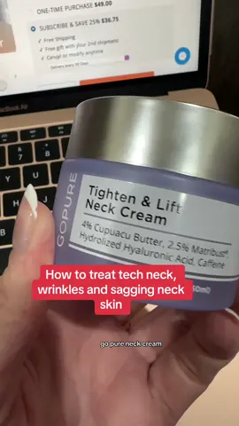 How to treat tech neck, wrinkles, sagging neck skin and crepey skin #techneck #wrinkles #neckcream #turkeyneck #saggyneck #crepeyskin #neckfirming #skincaretips #discoloration #texturedskin #tiktokmademebuyit 