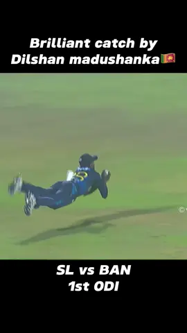 Brilliant catch by Dilshan Madushanka🇱🇰🔥 #dilshanmadushanka #fielding #catch #highlights #slvsban #odi #2024 #slcricket #lahirukumara 