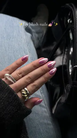 icy blush nails the perfect mani to enter spring with #almondnails #nailtrends2024 #springnails #softchromenails #fyp #icyblush #nailinspo  nails by the lovely @July Nails Vancouver @Forus 