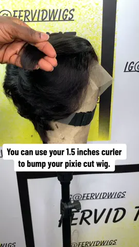 Its ok if you cant ise your straightener to bump your pixie wig you can use your 1.5” curler #howtostylepixiehaircut #pixiewigs #shorthairstyles #pixiewig #htxhairstylist 