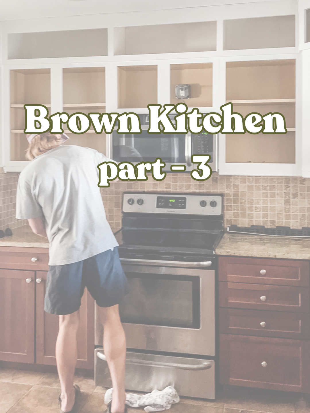 Pt. 3 - ✨Updating this Brown Kitchen. Cabinets have been extended to the ceiling and now paint! It’s so important to sand between each coat for a smooth finish. Please tell me you use primer and sand between coats. 😅 P.S. don’t get too attached to the white cabinets… and follow @blushingbungalow to see how this amazing yet VERY relatable transformation plays out. 🫶🏼🤭