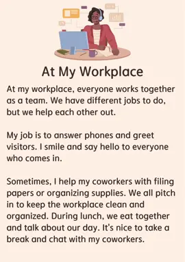 At My Workplace #workplace #office #worklife #worktime #fyp #fory #foryoupage #english #learnenglish #englishclass #dailyenglishpractice #dailyenglish #englishteacher #LearnOnTikTok #englishlesson 