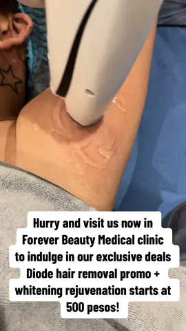 🌟Get smooth and Hair-Free Skin with Diode Laser Hair Removal! Avail our Diode underarm + arm promo for only 2,000 Ask us about our other combo promo 📍1163 chino roces avenue makati city  ⏰ Open daily Mon-Sun 11am-7pm 📞0977 770 0690 #beauty #foryourpage #foreverbeautymedicalclinic #philippineclinic #skincare #diode #underarmswhitening #medical #clinic #makati 