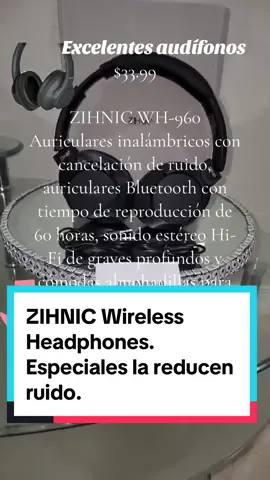 $33.99 ZIHNIC WH-960 Auriculares inalámbricos con cancelación de ruido, auriculares Bluetooth con tiempo de reproducción de 60 horas, sonido estéreo Hi-Fi de graves profundos y cómodas almohadillas para viajes, hogar y oficina#audifonos #audio #zihnic #auriculares #tiktok  #tiktokv #fyb #fyp #fypage #fypシ゚viral #monetizar #monetizartiktok #monetizartiktok🤑 #antojitosmaigua 