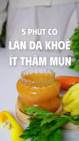 Nước ép giúp da khoẻ đẹp, đỡ thâm mụn với carrot, táo, cần tây và dứa #uongkhoecungmun #juice #juicingtutorials #nuocep #juiceforskin 