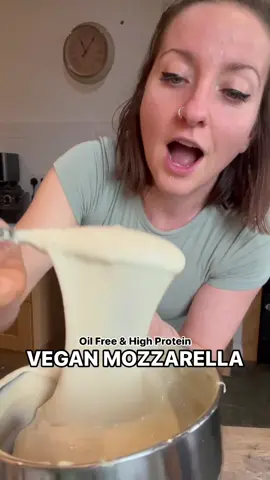 Super Easy Healthy VEGAN MOZZARELLA 🌱 Oil Free, Low Fat & High Protein As someone who used to own a vegan cheese company here in the UK, this recipe got my super excited 😆 I was sick of cashew & coconut oil being the base of every single vegan mozzarella - I wanted something lower in fat & calorie density that can be great part of people’s weight loss!  So after some experimenting, this is by far my favourite mozzarella I have ever tried 🔥 You can literally use it on ANYTHING! Pour over pizza, pasta bake, toasties… and if you want it firm and sliceable all you have to do it add in some kappa carrageenan (instructions below) Ingredients  1 box of silken tofu 1 clove of garlic Juice of 1 lemon 1/4 cup nutritional yeast  1/3 cup plant milk (I used soy) 1 tsp salt 1/2 tsp lactic acid (optional) 3 tbsp tapioca starch 1 tbsp kappa carrageenan (for a firm cheese) 1. Blend all the ingredients up until smooth and transfer to a pan 2. Stir continuously on low medium until it thickens up, goes glossy and comes together as a big cheesy mass 3. Enjoy! If you want a firm sliceable cheese then pop it in a bowl and refrigerate for a few hours until solid  If you want some more delicious vegan food ideas that I ate to lose 60lbs, then check out my NEW Vegan Oil Free Indian Cookbook and my 7 Day Weight Loss Meal Plans ✨ link in my bio! . #veganweightloss #starchsolution #healthyweightloss #weightlossjourney 