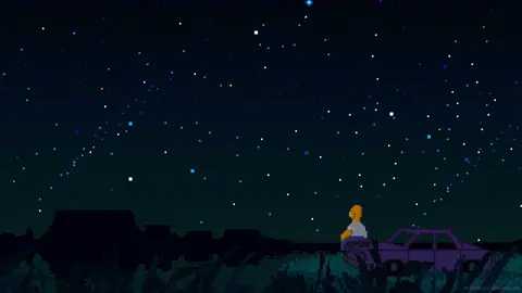 Peace  #shootingstars #homersimpson #thesimpsons #stars #chill #vibez #pixelart #nightsky 