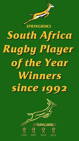 South Africa Rugby Player of the Year Winners since 1992. #southafricanrugby #springbokrugby #proudlysouthafrican #southafricatiktok #fyp